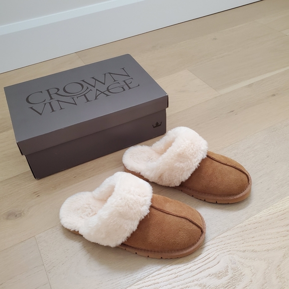 Crown Vintage Cushy Scruff Slippers size 6 - chestnut - Picture 2 of 7